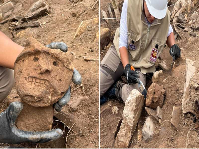 Cabeças clavas encontradas em Ollape. Crédito: Instituto de Arqueologia e Antropologia “Kuélap” (INAAK)