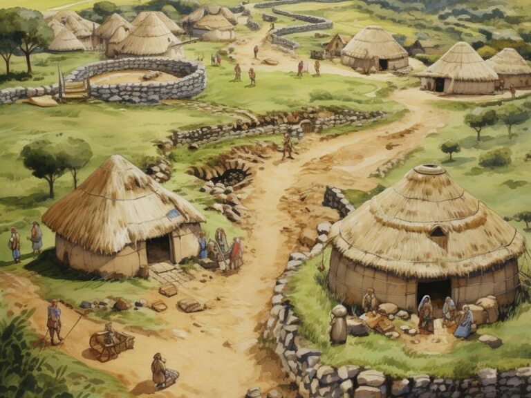 Uma aldeia neolítica. Crédito: Archaeology News Online Magazine