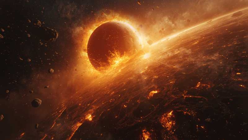 As simulações por computador sugerem que Theia viajava a não mais de 4 km/s (14.000 km/h) quando colidiu com a Terra em um ângulo estimado de 45 graus.