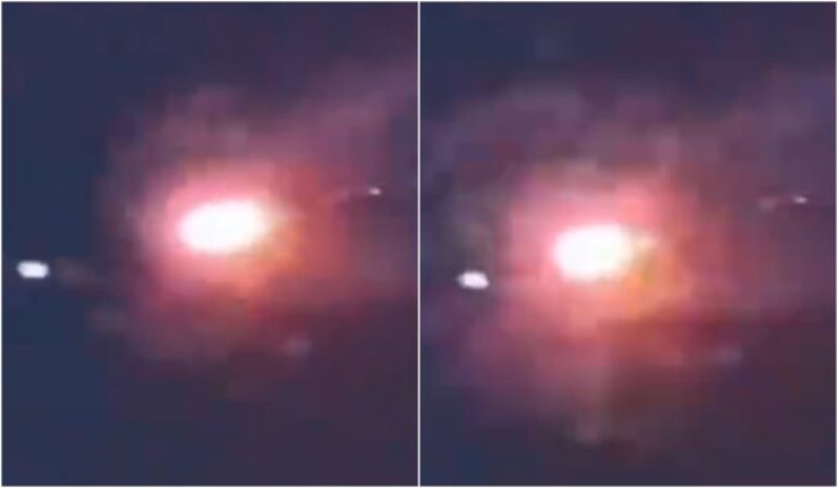 Captura de ecrã de um dos vídeos que mostra um suposto OVNI a ser abatido na China em 12 de setembro.