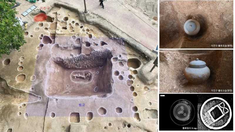 Mapa mostrando a localização e o andamento das escavações do depósito de gelo e do *jijingu* descobertos na Fortaleza Busosanseong. Crédito: Instituto Nacional de Pesquisa do Patrimônio Cultural, Buyeo.