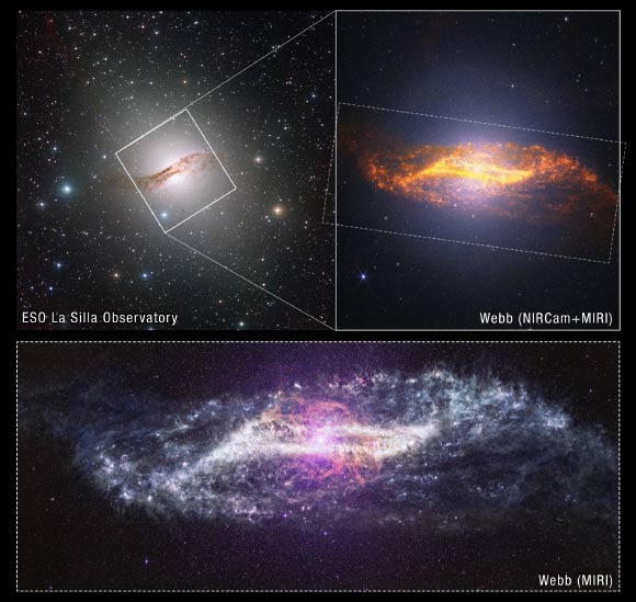 Telescópio Webb revela núcleo ativo da galáxia Centaurus A