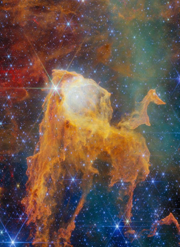 Telescópio Webb revela aglomerado estelar na Nebulosa de Carina